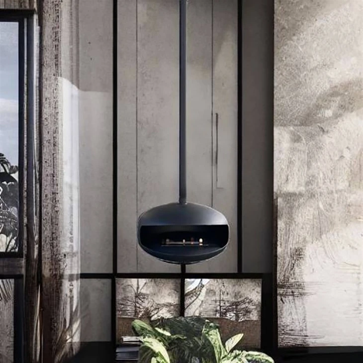 Bio Ethanol Burning Steel Suspended Fireplace