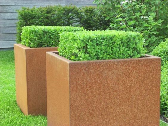 Hight Cube Rustic Metal Corten Planter