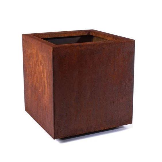 Hight Cube Rustic Metal Corten Planter